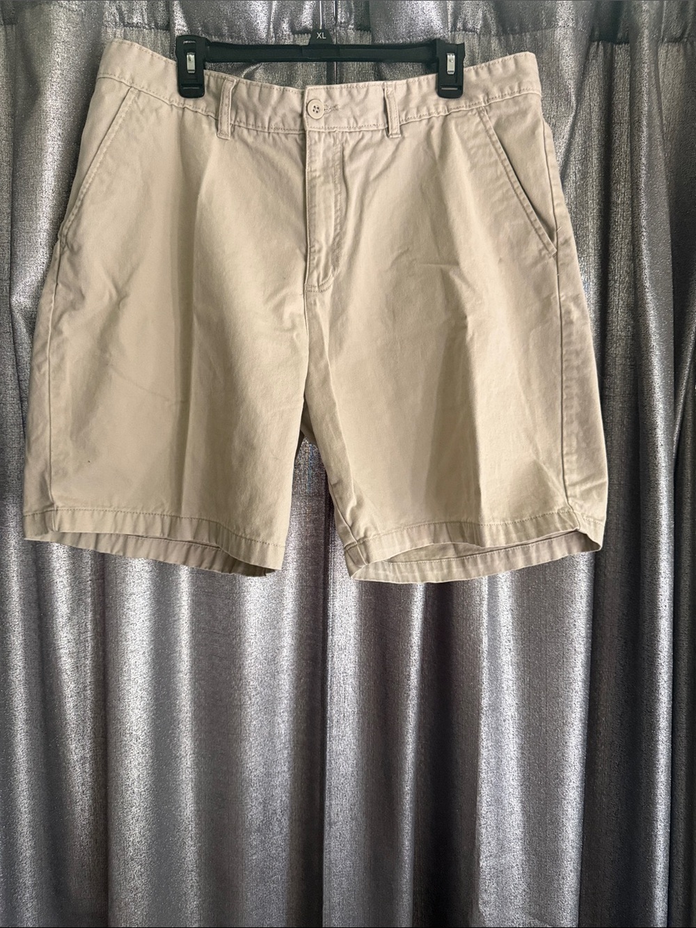 George Men's Beige Flat-Front Cotton Shorts